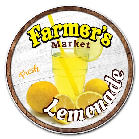 Corrugated Plastic Sign With Stakes 24in Circular-Farmers Market Lemonade